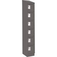 Clean Line Lockerette, 6 -tier, 12" x 18" x 82", Steel, Charcoal, Rivet (Assembled) Par Equipment