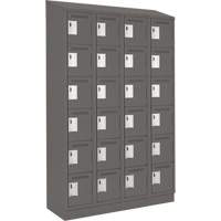 Clean Line Lockerette, 6 -tier, Bank of 4, 48" x 18" x 82", Steel, Charcoal, Rivet (Assembled) Par Equipment