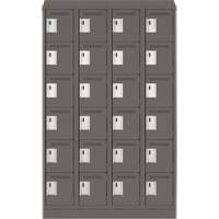Clean Line Lockerette, 6 -tier, Bank of 4, 48" x 18" x 82", Steel, Charcoal, Rivet (Assembled) Par Equipment