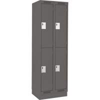 Clean Line Lockers, 2 -tier, Bank of 2, 24" x 18" x 76", Steel, Charcoal, Rivet (Assembled) Par Equipment