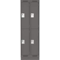 Clean Line Lockers, 2 -tier, Bank of 2, 24" x 18" x 76", Steel, Charcoal, Rivet (Assembled) Par Equipment