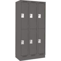 Clean Line Lockers, 2 -tier, Bank of 3, 36" x 18" x 76", Steel, Charcoal, Rivet (Assembled) Par Equipment