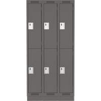 Clean Line Lockers, 2 -tier, Bank of 3, 36" x 18" x 76", Steel, Charcoal, Rivet (Assembled) Par Equipment