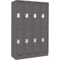 Clean Line Lockers, 2 -tier, Bank of 4, 48" x 18" x 76", Steel, Charcoal, Rivet (Assembled) Par Equipment