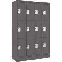 Casiers Clean Line, 3 niveaux, Bloc de 4, 48" x 18" x 76", Acier, Charbon, Rivet (assembl&eacute;) Par Equipment