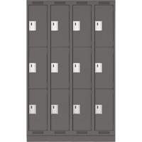 Casiers Clean Line, 3 niveaux, Bloc de 4, 48" x 18" x 76", Acier, Charbon, Rivet (assembl&eacute;) Par Equipment