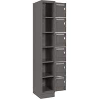 Clean Line Lockerette, 6 -tier, Bank of 4, 48" x 18" x 76", Steel, Charcoal, Rivet (Assembled) Par Equipment