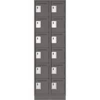 Clean Line Lockerette, 6 -tier, Bank of 2, 24" x 18" x 76", Steel, Charcoal, Rivet (Assembled) Par Equipment