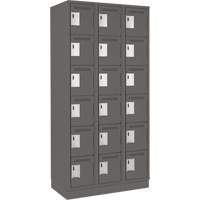 Clean Line Lockerette, 6 -tier, Bank of 3, 36" x 18" x 76", Steel, Charcoal, Rivet (Assembled) Par Equipment