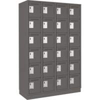 Clean Line Lockerette, 6 -tier, Bank of 4, 48" x 18" x 76", Steel, Charcoal, Rivet (Assembled) Par Equipment