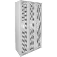 Clean Line Lockers, Bank of 3, 36" x 12" x 72", Steel, Grey, Rivet (Assembled), Perforated Par Equipment