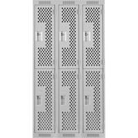 Clean Line Lockers, 2 -tier, Bank of 3, 36" x 15" x 72", Steel, Grey, Rivet (Assembled), Perforated Par Equipment