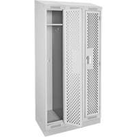 Clean Line Lockers, Bank of 3, 36" x 18" x 82", Steel, Grey, Rivet (Assembled), Perforated Par Equipment