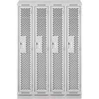 Clean Line Lockers, Bank of 4, 48" x 18" x 82", Steel, Grey, Rivet (Assembled), Perforated Par Equipment