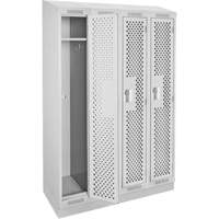 Clean Line Lockers, Bank of 4, 48" x 18" x 82", Steel, Grey, Rivet (Assembled), Perforated Par Equipment