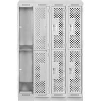 Clean Line Lockers, 2 -tier, Bank of 4, 48" x 15" x 82", Steel, Grey, Rivet (Assembled), Perforated Par Equipment