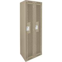 Clean Line Lockers, Bank of 2, 24" x 12" x 72", Steel, Beige, Rivet (Assembled), Perforated Par Equipment