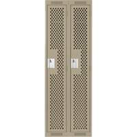 Clean Line Lockers, Bank of 2, 24" x 12" x 72", Steel, Beige, Rivet (Assembled), Perforated Par Equipment