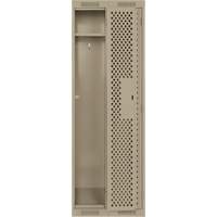 Clean Line Lockers, Bank of 2, 24" x 12" x 72", Steel, Beige, Rivet (Assembled), Perforated Par Equipment