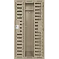 Clean Line Lockers, Bank of 3, 36" x 12" x 72", Steel, Beige, Rivet (Assembled), Perforated Par Equipment