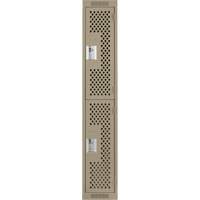 Clean Line Lockers, 2 -tier, 12" x 15" x 72", Steel, Beige, Rivet (Assembled), Perforated Par Equipment