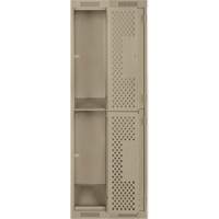 Clean Line Lockers, 2 -tier, Bank of 2, 24" x 15" x 72", Steel, Beige, Rivet (Assembled), Perforated Par Equipment