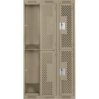 Clean Line Lockers, 2 -tier, Bank of 3, 36" x 15" x 72", Steel, Beige, Rivet (Assembled), Perforated Par Equipment