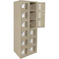 Clean-Line Perforated Lockerette, 6 -tier, Bank of 2, 15" x 72" x 12", Steel Par Equipment