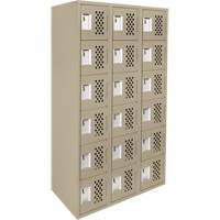 Clean-Line Perforated Lockerette, 6 -tier, Bank of 3, 15" x 72" x 12", Steel Par Equipment