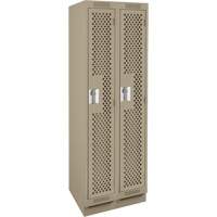 Clean Line Lockers, Bank of 2, 24" x 12" x 76", Steel, Beige, Rivet (Assembled), Perforated Par Equipment