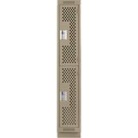 Casiers Clean Line, 2 niveaux, 12" x 12" x 76", Acier, Beige, Rivet (assembl&eacute;), Perfor&eacute; Par Equipment