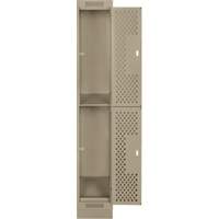 Casiers Clean Line, 2 niveaux, 12" x 12" x 76", Acier, Beige, Rivet (assembl&eacute;), Perfor&eacute; Par Equipment