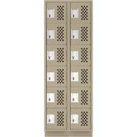 Assembled Lockerettes Clean Line Perforated Economy Lockers, 6 -tier, Bank of 2, 18" x 72" x 12", Steel Par Equipment