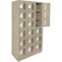 Assembled Lockerettes Clean Line Perforated Economy Lockers, 6 -tier, Bank of 3, 18" x 72" x 12", Steel Par Equipment