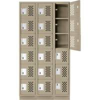 Assembled Lockerettes Clean Line Perforated Economy Lockers, 6 -tier, Bank of 3, 18" x 72" x 12", Steel Par Equipment