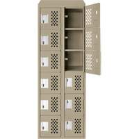 Clean-Line Perforated Lockerette, 6 -tier, Bank of 2, 15" x 72" x 12", Steel Par Equipment