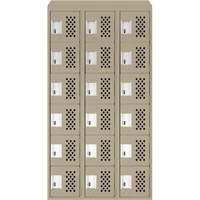 Clean-Line Perforated Lockerette, 6 -tier, Bank of 3, 15" x 72" x 12", Steel Par Equipment