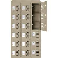 Clean-Line Perforated Lockerette, 6 -tier, Bank of 3, 15" x 72" x 12", Steel Par Equipment
