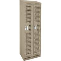 Clean Line Lockers, Bank of 2, 24" x 18" x 82", Steel, Beige, Rivet (Assembled), Perforated Par Equipment