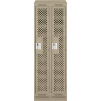 Clean Line Lockers, Bank of 2, 24" x 18" x 82", Steel, Beige, Rivet (Assembled), Perforated Par Equipment