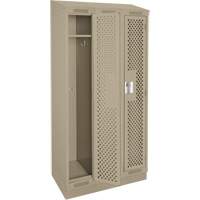 Clean Line Lockers, Bank of 3, 36" x 18" x 82", Steel, Beige, Rivet (Assembled), Perforated Par Equipment