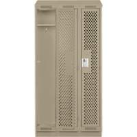 Clean Line Lockers, Bank of 3, 36" x 18" x 82", Steel, Beige, Rivet (Assembled), Perforated Par Equipment