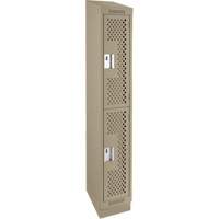 Clean Line Lockers, 2 -tier, 12" x 15" x 82", Steel, Beige, Rivet (Assembled), Perforated Par Equipment