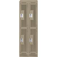 Casiers Clean Line, 2 niveaux, Bloc de 2, 24" x 12" x 82", Acier, Beige, Rivet (assembl&eacute;), Perfor&eacute; Par Equipment