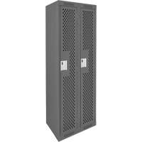 Clean Line Lockers, Bank of 2, 24" x 12" x 72", Steel, Charcoal, Rivet (Assembled), Perforated Par Equipment