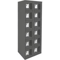 Clean-Line Perforated Lockerette, 6 -tier, Bank of 2, 15" x 72" x 12", Steel Par Equipment