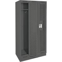 Clean Line Lockers, Bank of 3, 36" x 12" x 76", Steel, Charcoal, Rivet (Assembled), Perforated Par Equipment