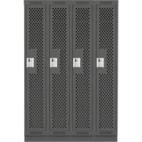 Clean Line Lockers, Bank of 4, 48" x 12" x 76", Steel, Charcoal, Rivet (Assembled), Perforated Par Equipment
