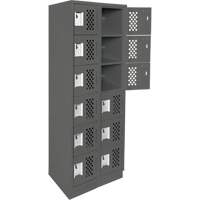 Assembled Lockerettes Clean Line Perforated Economy Lockers, 6 -tier, Bank of 2, 18" x 72" x 12", Steel Par Equipment