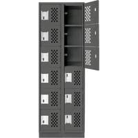 Assembled Lockerettes Clean Line Perforated Economy Lockers, 6 -tier, Bank of 2, 18" x 72" x 12", Steel Par Equipment